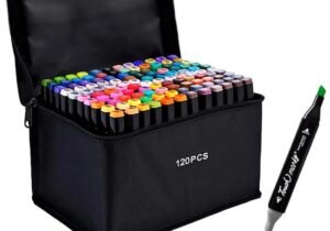 Set de 120 Marcadores Resaltadores con Doble Punta: Fina y Cincel + Estuche