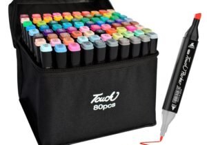 Set de 80 Marcadores Resaltadores con Doble Punta: Fina y Cincel + Estuche
